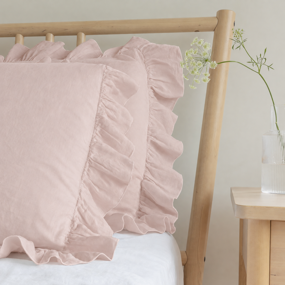 Hero Cotton Ruffle Pillowcase Pair - Rose Pink