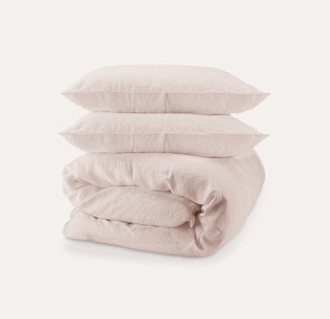 Breeze Linen Duvet Cover Set - Rose Pink