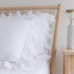Breeze Linen Ruffle Pillowcase Pair - Snow White