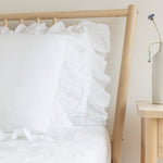 Breeze Linen Ruffle Pillowcase Pair - Snow White