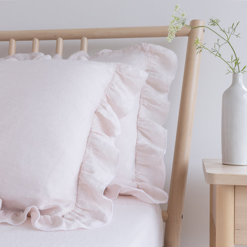 Breeze Linen Ruffle Pillowcase Pair - Rose