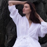 Premium Linen Dressing Gown - Snow White
