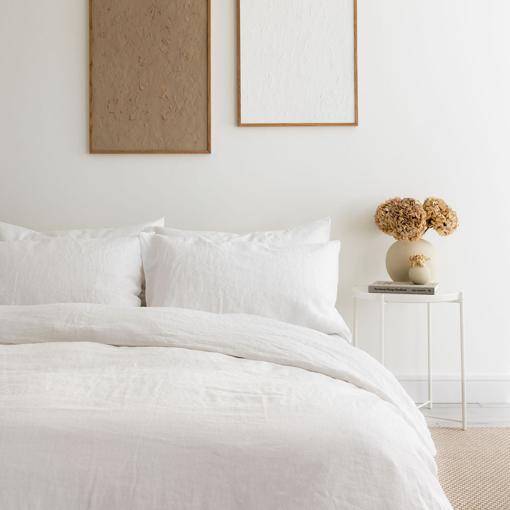 Breeze Linen Fitted & Deep Fitted Sheet - Snow White
