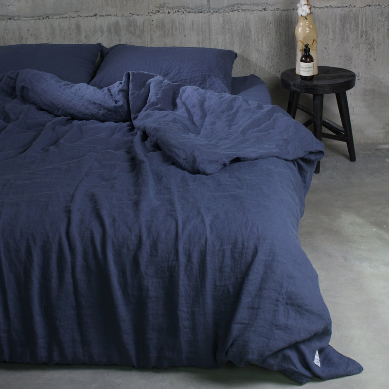 midnight breeze linen - deep fitted sheets - Amurelle