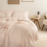 Breeze Linen Duvet Cover Set - Rose Pink